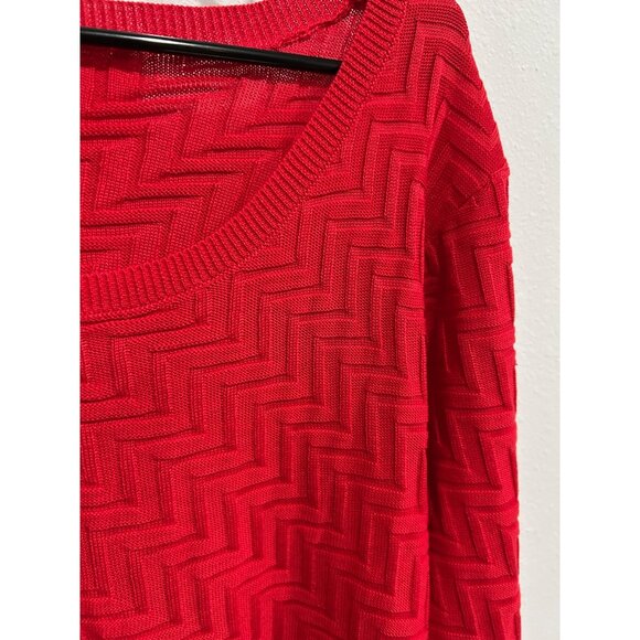 Kim Rogers Womens Red Round Neck Textured Knit Sweater Sz XL - Picture 4 of 9